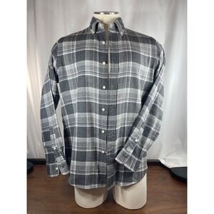 Ralph Lauren Polo Flannel Shirt Men's Med Shirt Gray Plaid Button Up